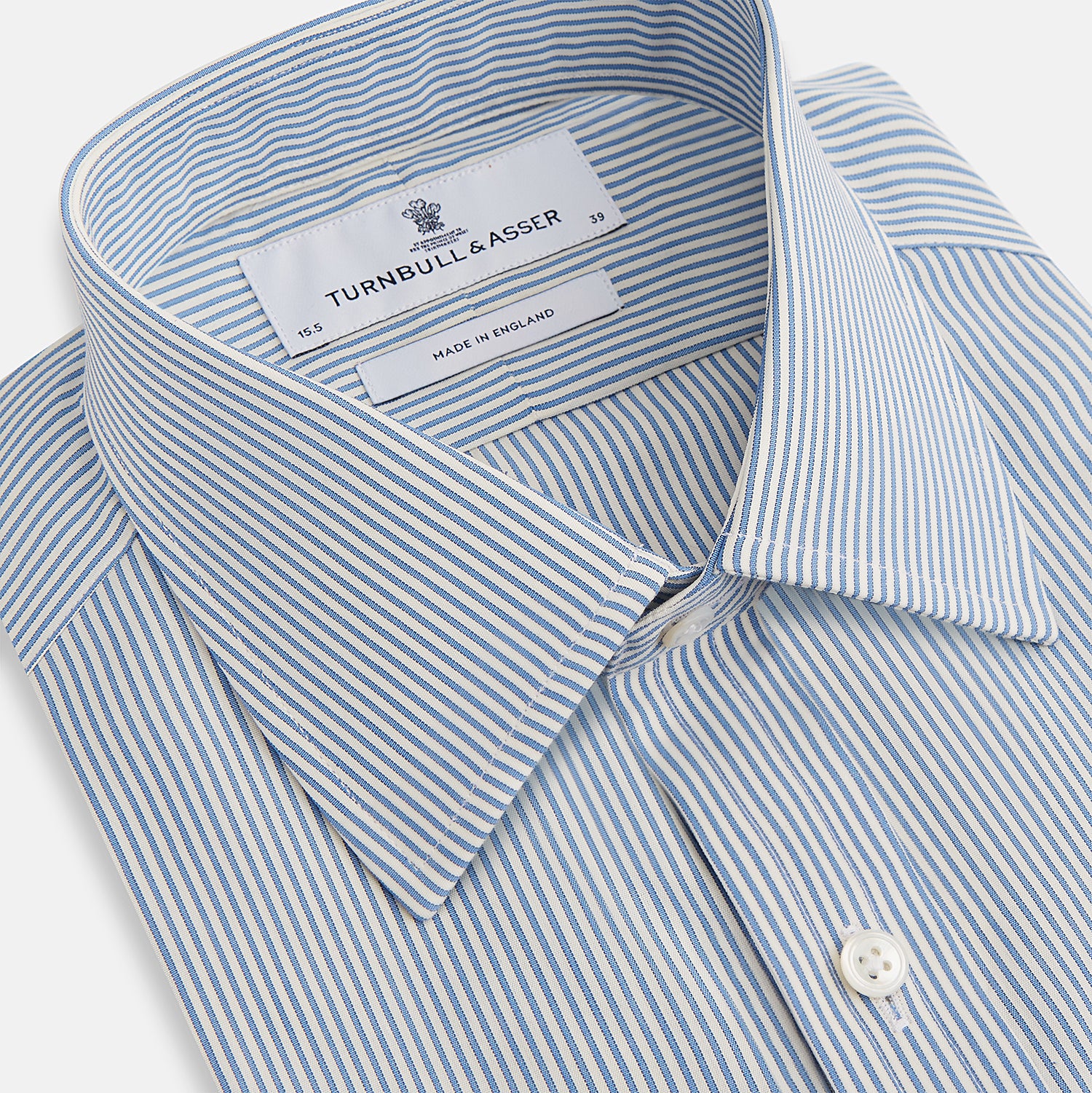 View 2 of product Blue and White Pencil Stripe Mayfair Shirt