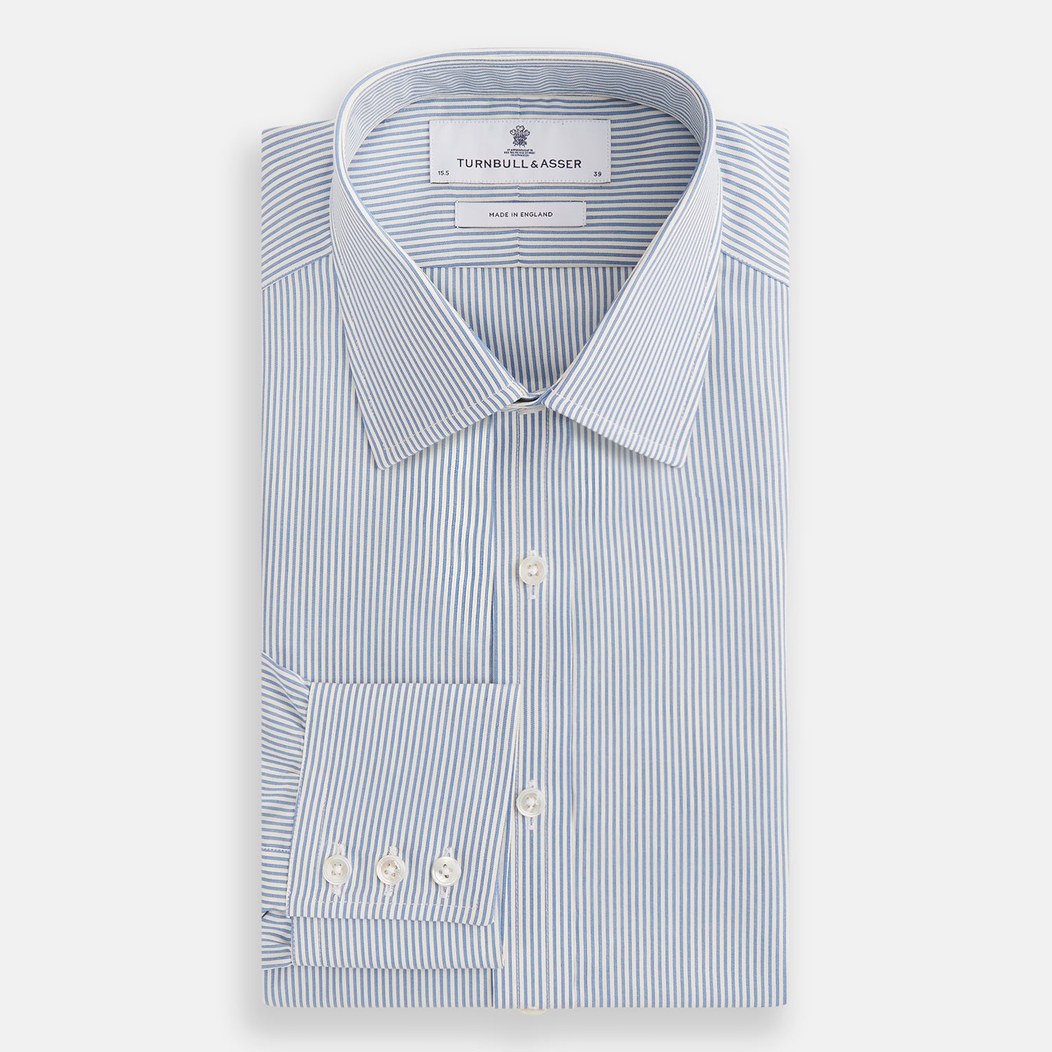 View 4 of product Blue and White Pencil Stripe Mayfair Shirt