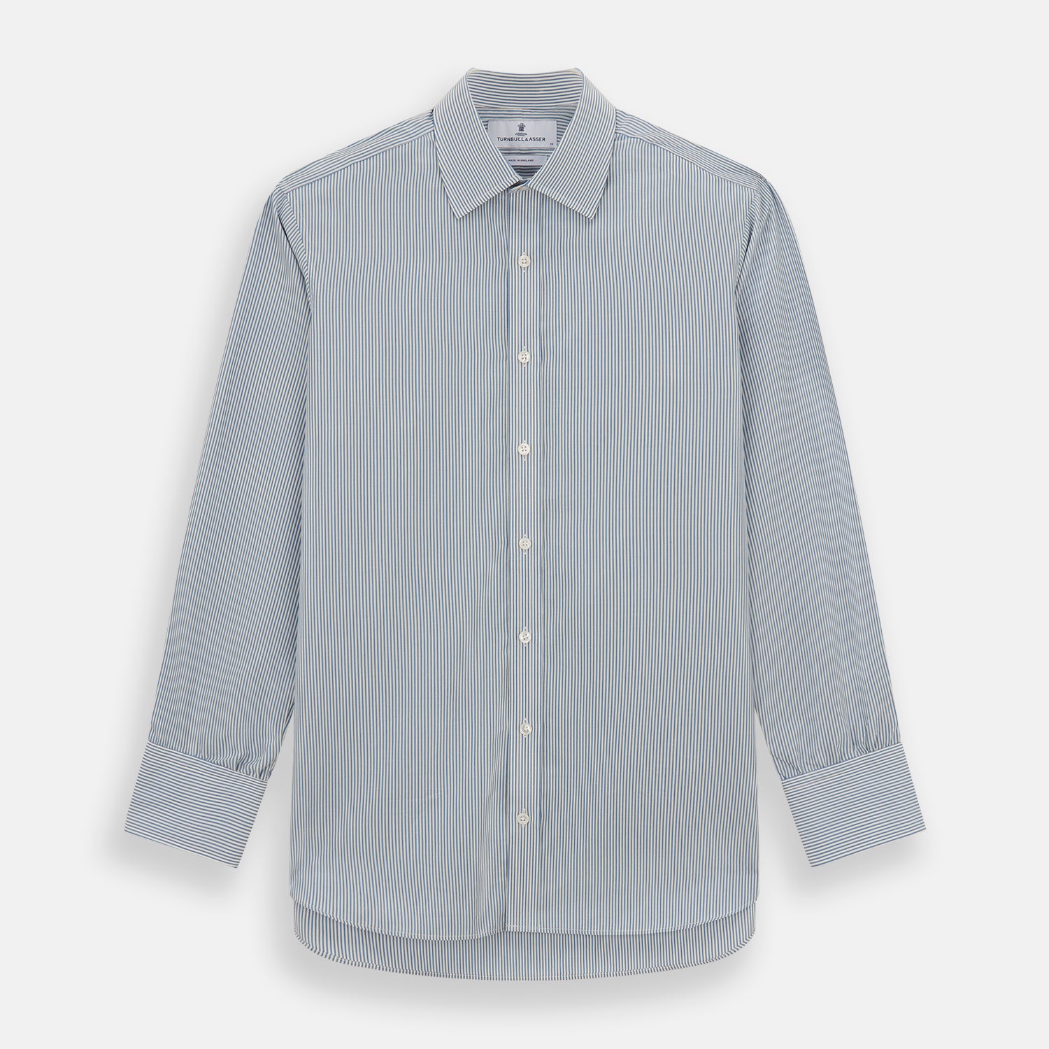 View 1 of product Blue and White Pencil Stripe Mayfair Shirt