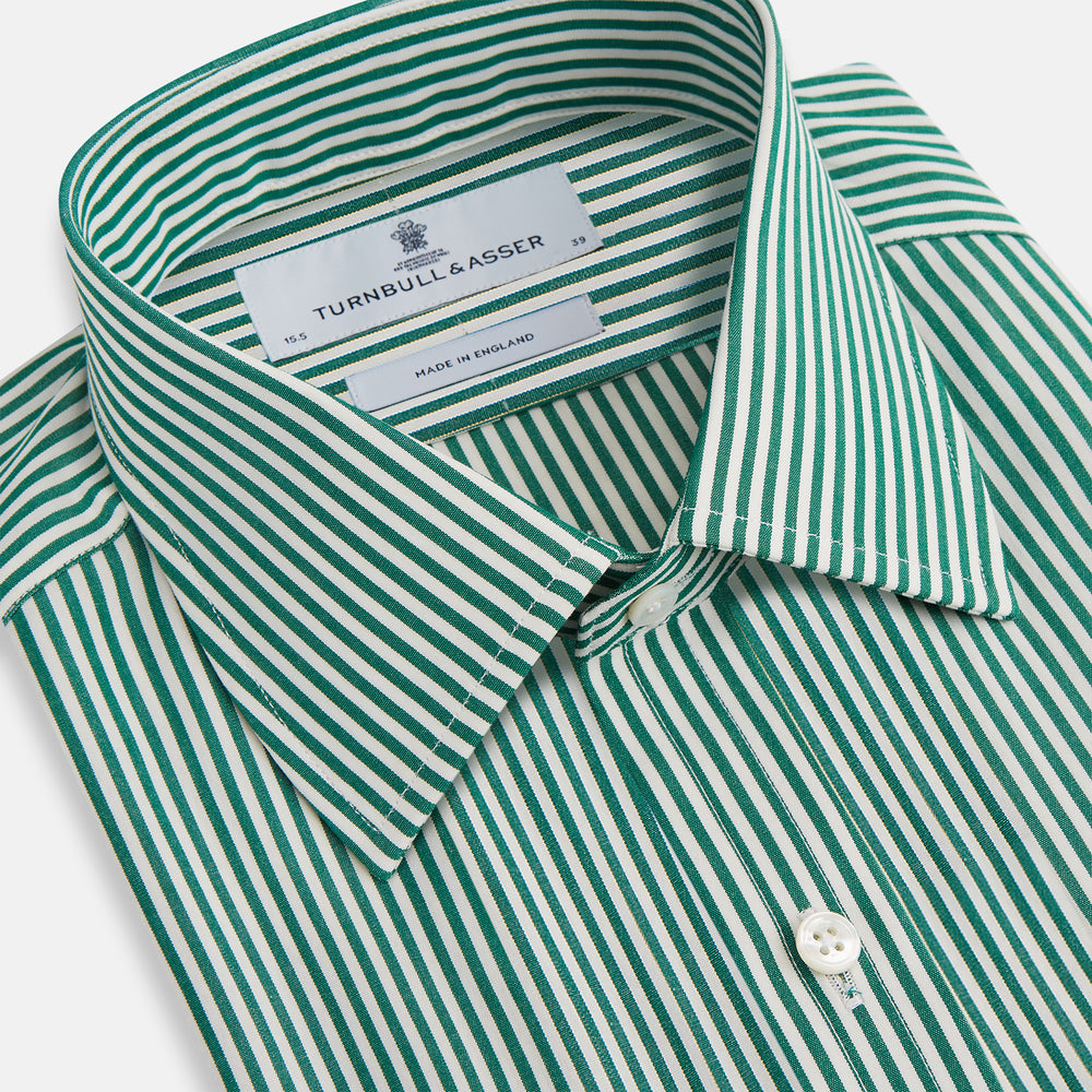 Turnbull & Asser Dark Green Bengal Stripe Mayfair Shirt Turnbull & Asser Dark Green Bengal Stripe Mayfair Shirt