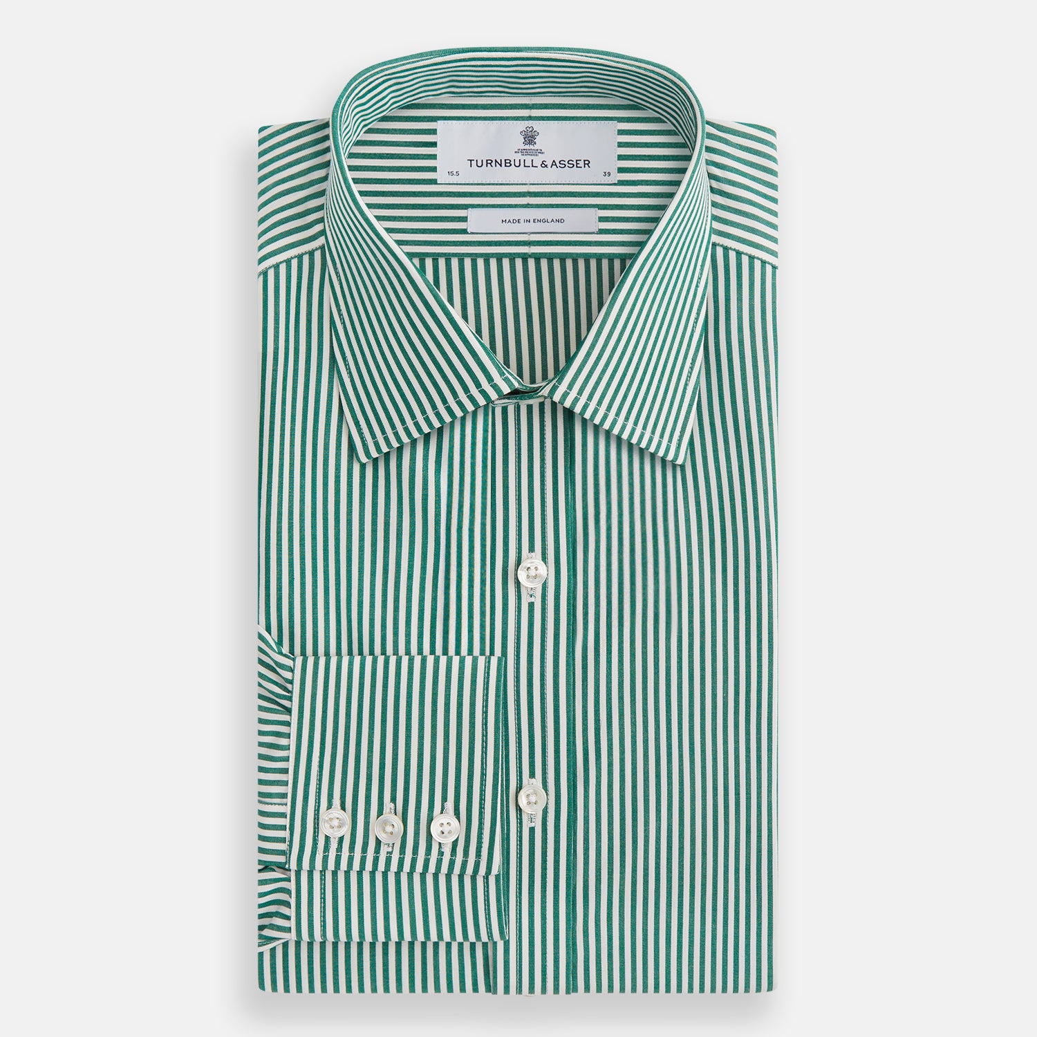 Turnbull & Asser Dark Green Bengal Stripe Mayfair Shirt Turnbull & Asser Dark Green Bengal Stripe Mayfair Shirt