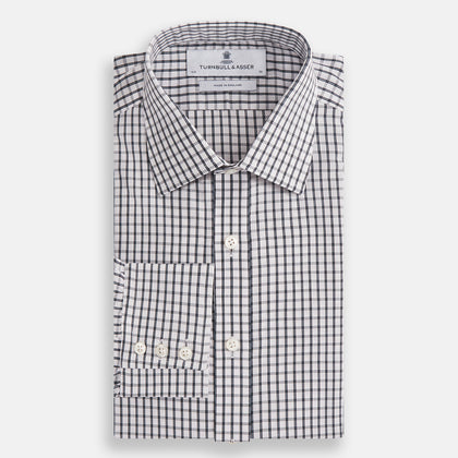 Midnight Blue Double Graph Check Mayfair Shirt Image 3