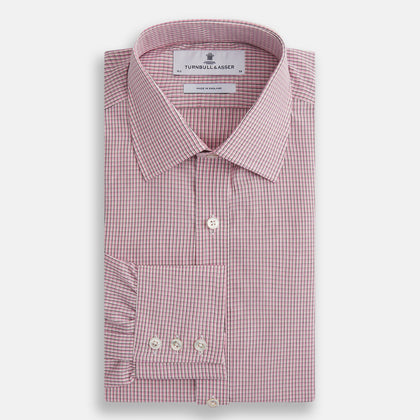 Pink Fine Graph Check Mayfair Shirt Image 3
