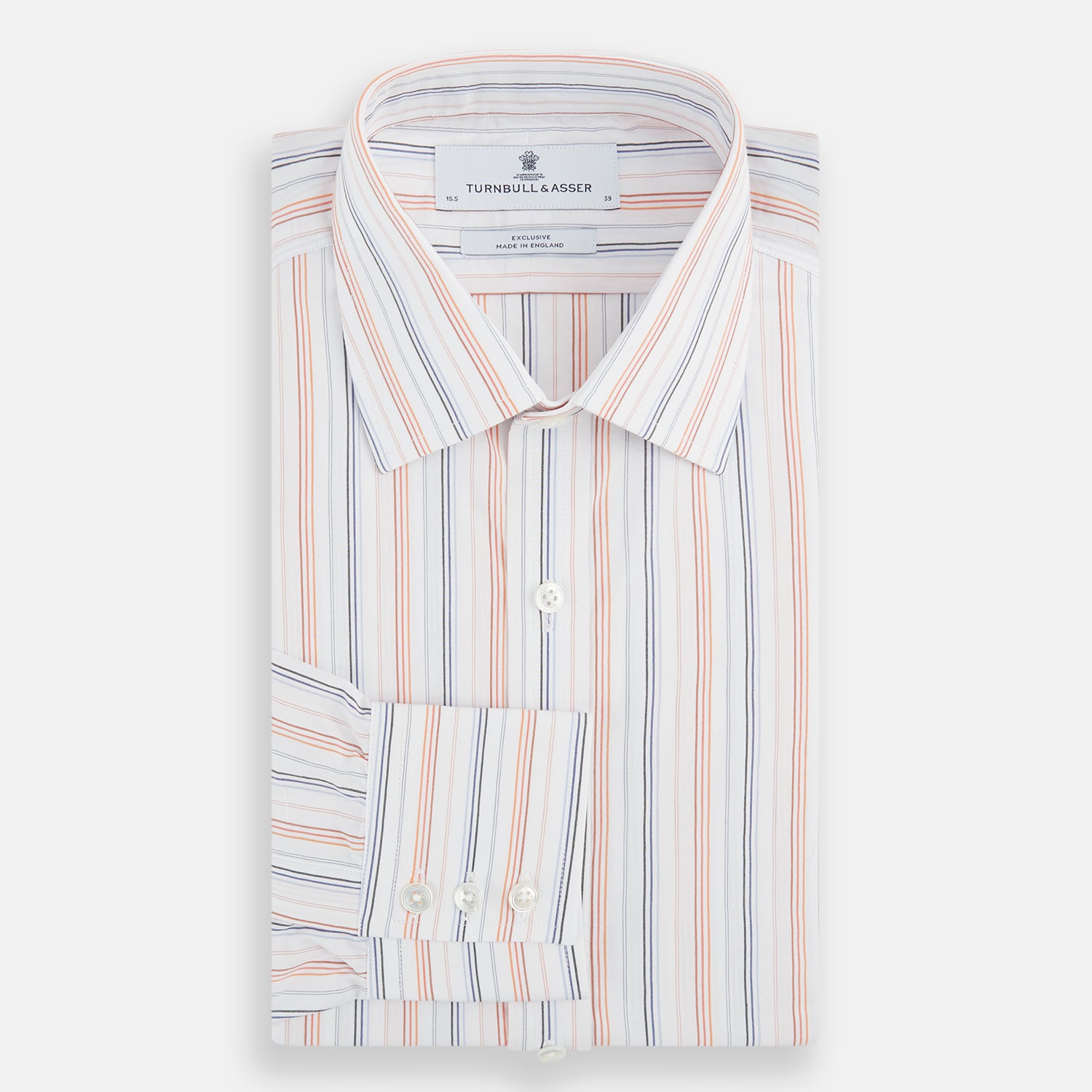 View 4 of product Orange and Blue Multi Stripe Mayfair Shirt