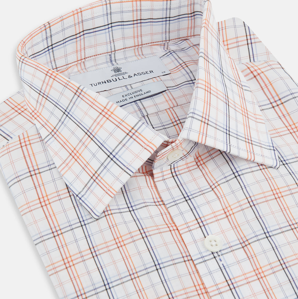 Orange and Blue Multi Check Mayfair Shirt