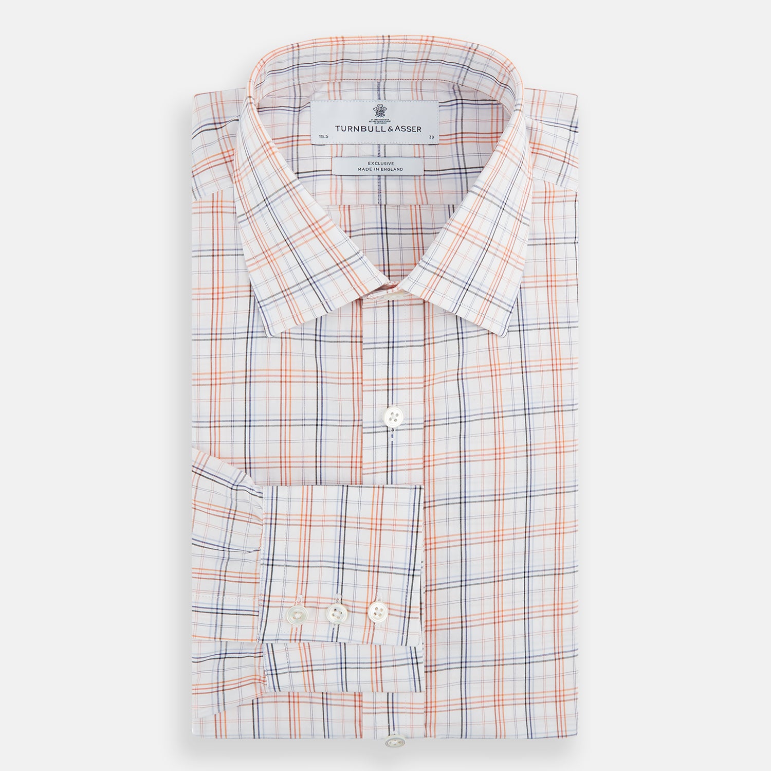 View 4 of product Orange and Blue Multi Check Mayfair Shirt
