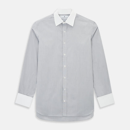Contrast Chequered White on Navy Regular Fit Shirt in Cotton