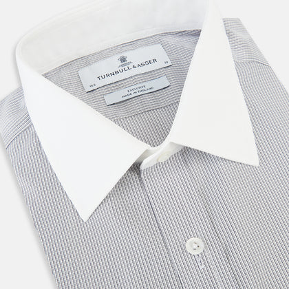 Contrast Chequered White on Navy Regular Fit Shirt in Cotton Image 1