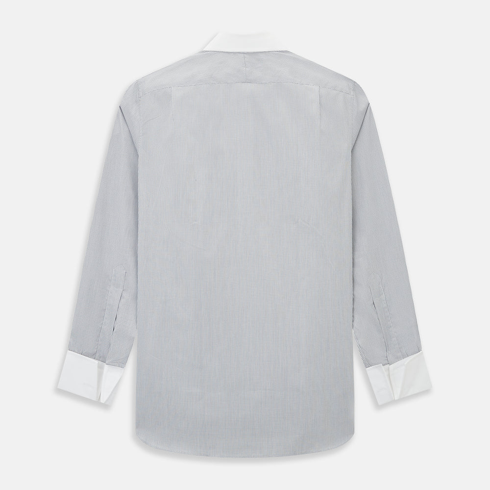 Chequered White on Navy Regular Fit Shirt in Cotton
