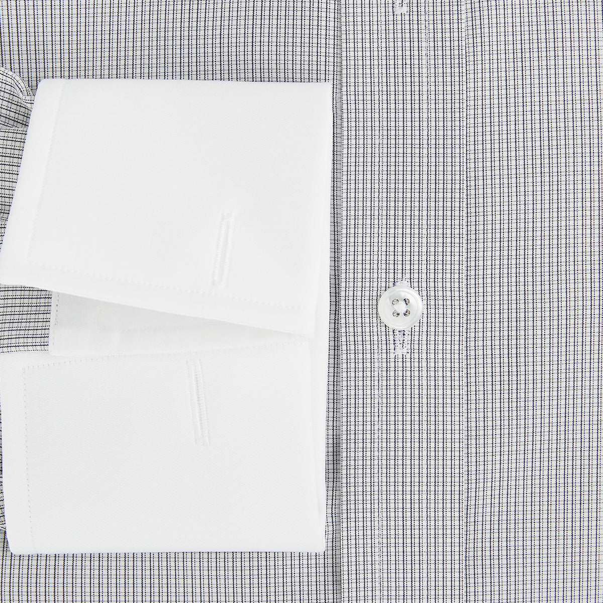 View 4 of product Chequered White on Navy Regular Fit Shirt in Cotton