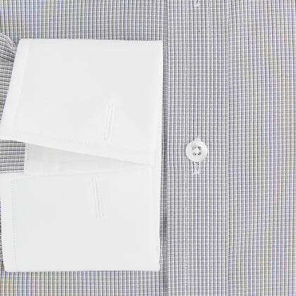 Contrast Chequered White on Navy Regular Fit Shirt in Cotton Image 3