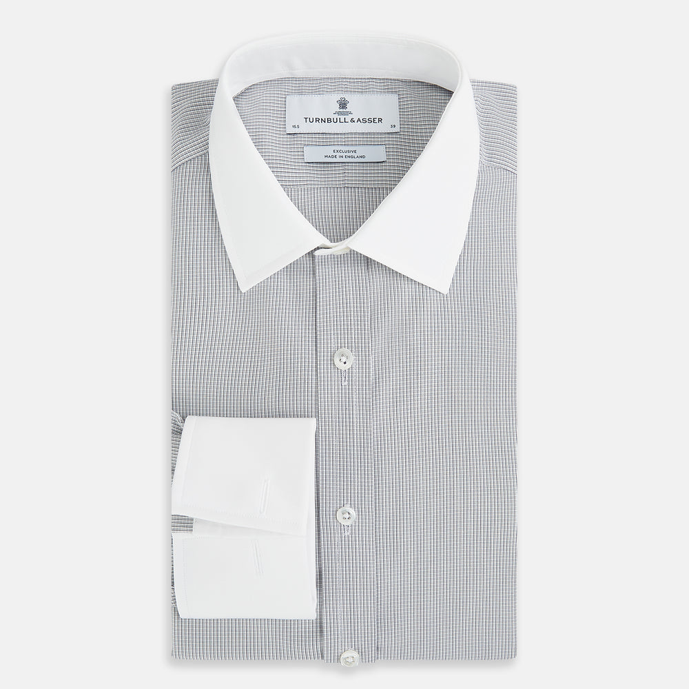 Chequered White on Navy Regular Fit Shirt in Cotton