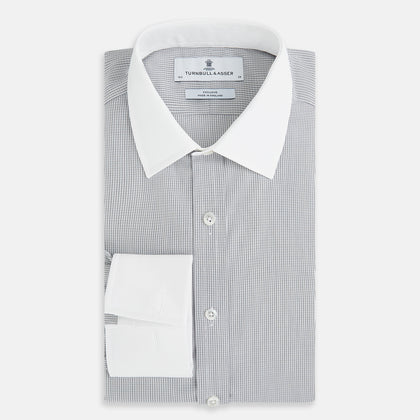 Contrast Chequered White on Navy Regular Fit Shirt in Cotton Image 4