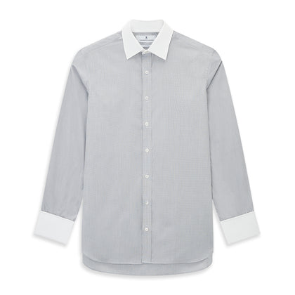 Contrast Chequered White on Navy Regular Fit Shirt in Cotton Image 6