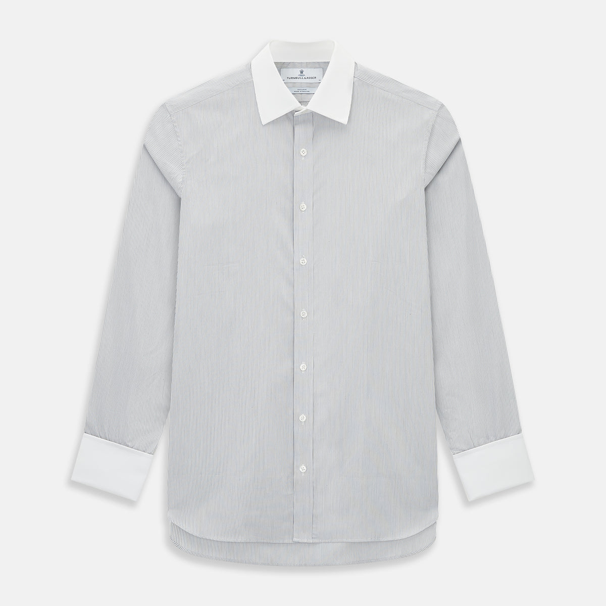 View 1 of product Striped White on Navy Regular Fit Shirt in Cotton