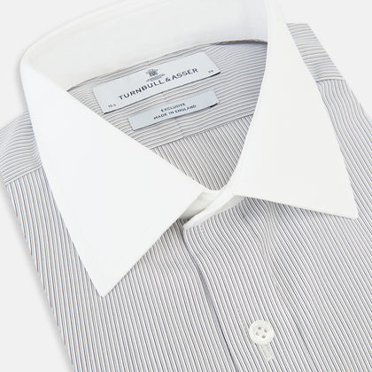 Contrast Striped White on Navy Regular Fit Shirt in Cotton Image 1