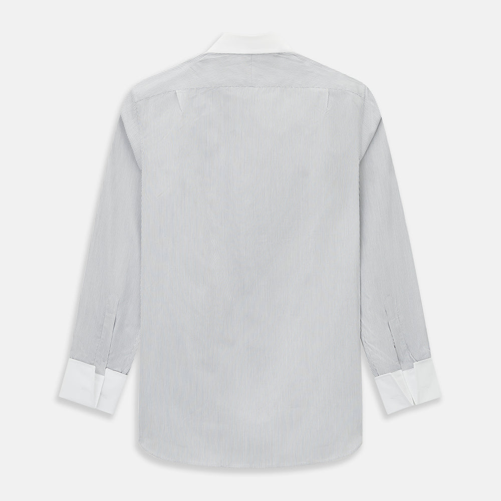 Striped White on Navy Regular Fit Shirt in Cotton