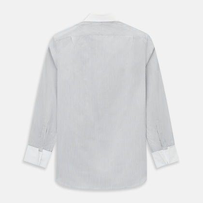 Contrast Striped White on Navy Regular Fit Shirt in Cotton Image 2