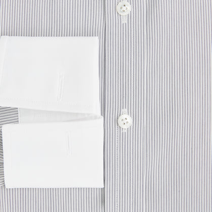 Contrast Striped White on Navy Regular Fit Shirt in Cotton Image 3