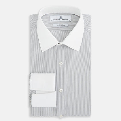 Contrast Striped White on Navy Regular Fit Shirt in Cotton Image 4