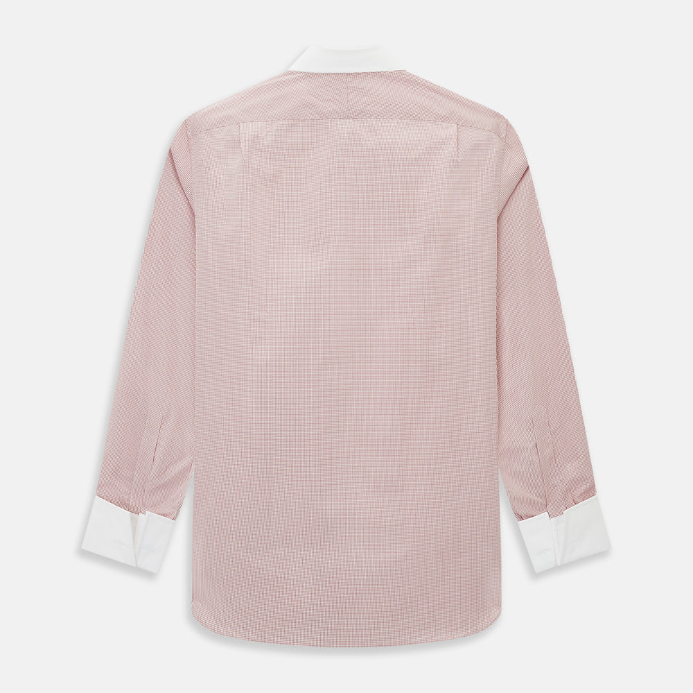 Contrast Collar Checked Red on White Regular Fit Shirt in Cotton