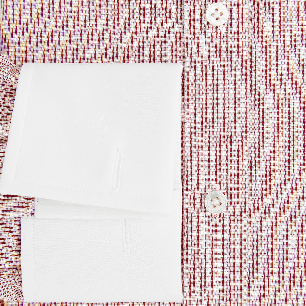 View 4 of product Contrast Collar Checked Red on White Regular Fit Shirt in Cotton