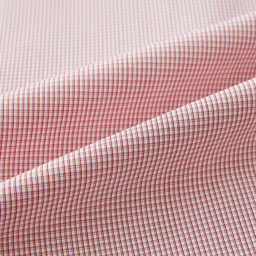Contrast Collar Checked Red on White Regular Fit Shirt in Cotton