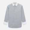 View 1 of product Navy Micro-Tattersall Check Shirt with Constrast T&A Collar and Cuffs 15.5