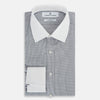View 5 of product Navy Micro-Tattersall Check Shirt with Constrast T&A Collar and Cuffs 15.5