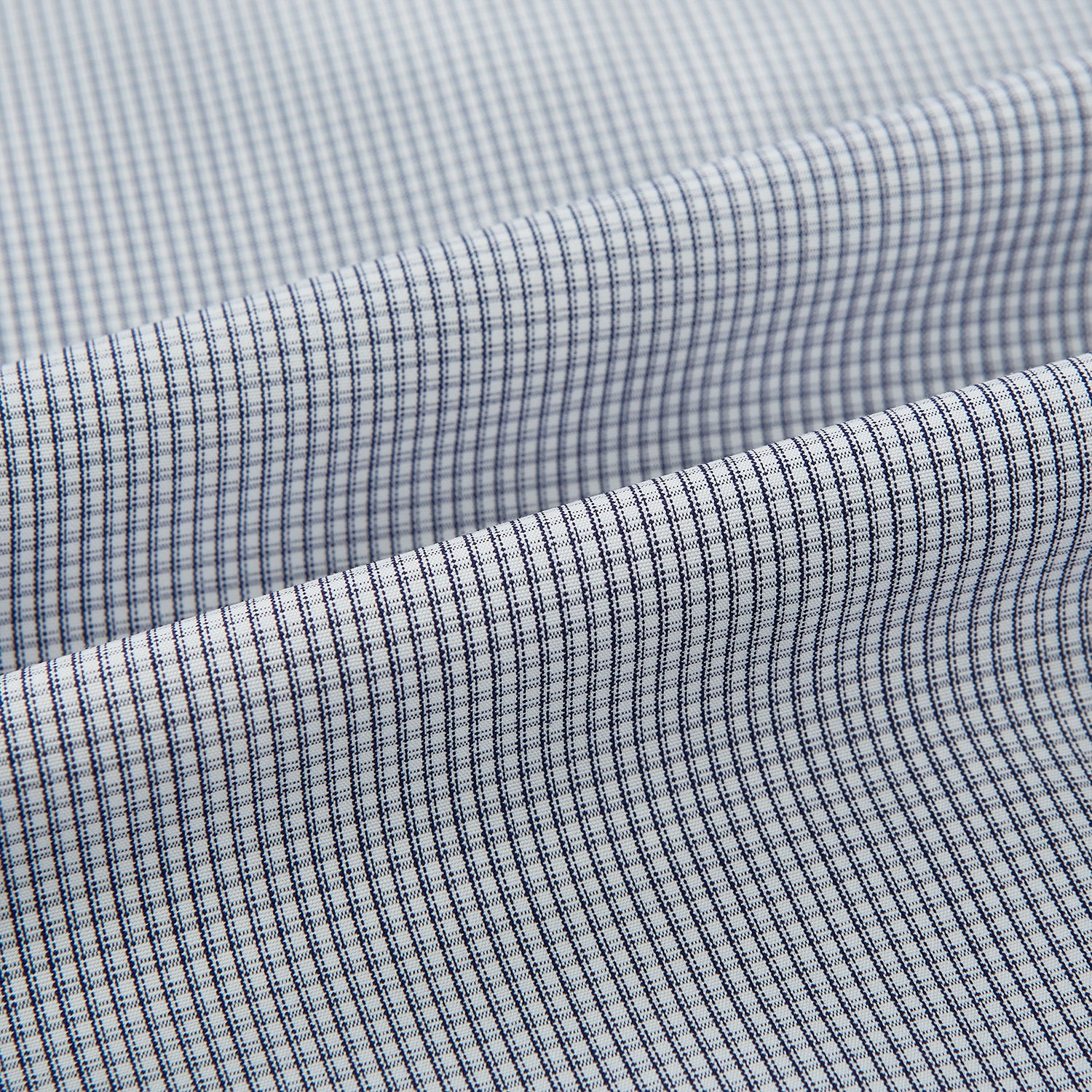 View 6 of product Navy Micro-Tattersall Check Shirt with Constrast T&A Collar and Cuffs 15.5