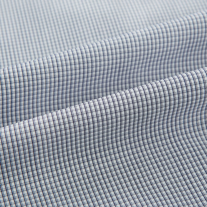 Navy Micro-Tattersall Check Shirt with Contrast T&A Collar and Cuffs Image 5