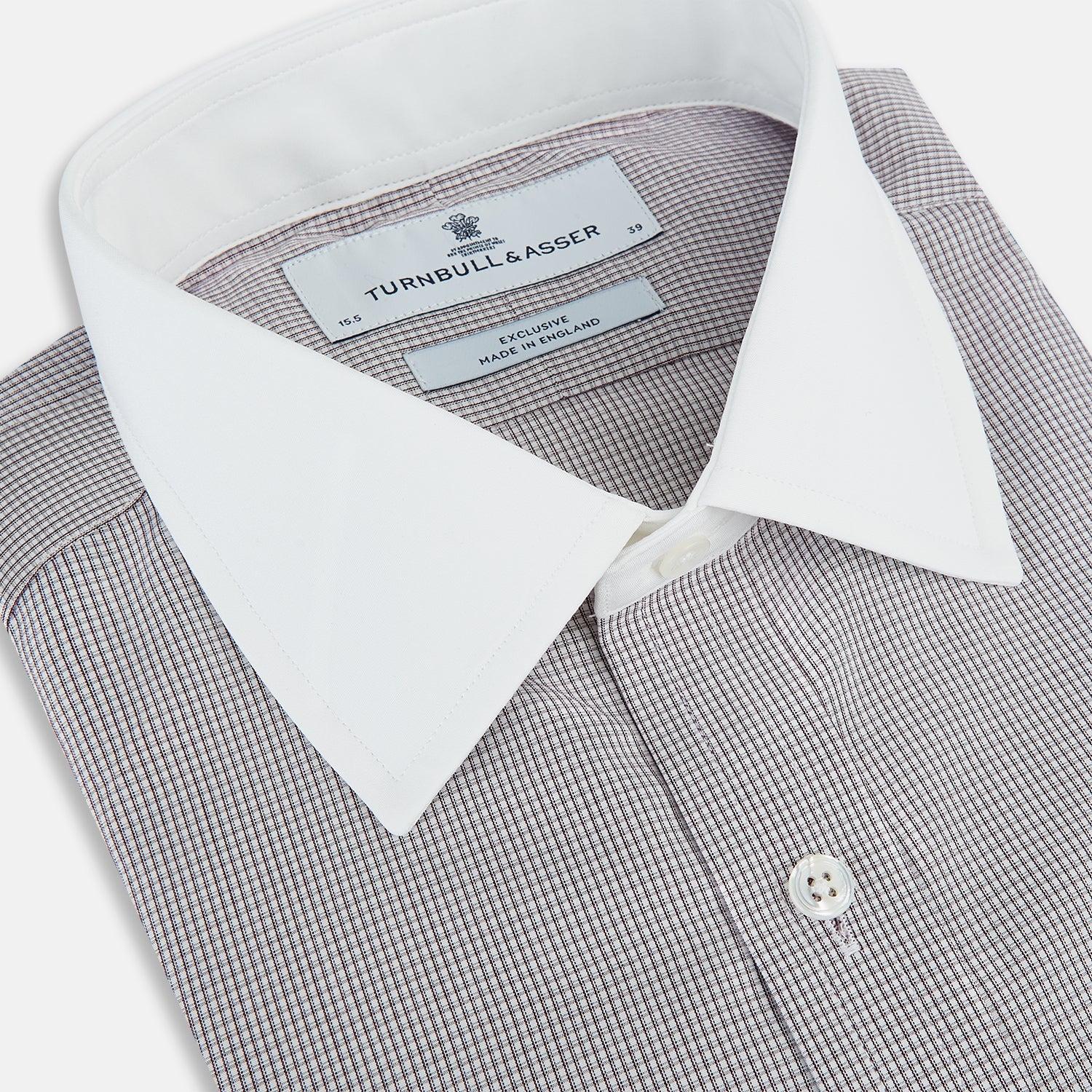 View 2 of product Brown Micro-Tattersall Check Shirt with Constrast T&A Collar and Cuffs 17