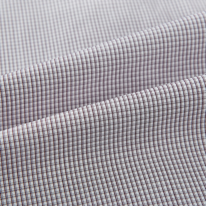 Brown Micro-Tattersall Check Shirt with Constrast T&A Collar and Cuffs Image 5