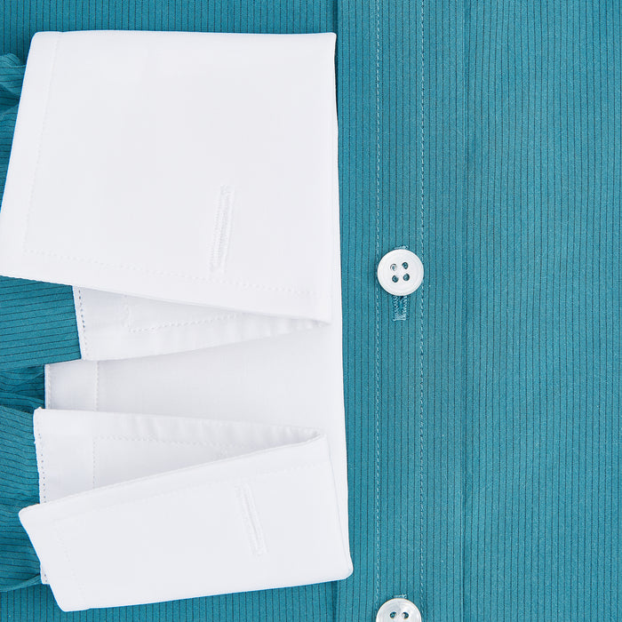 Turquoise Pinstripe Mayfair Shirt Image 3