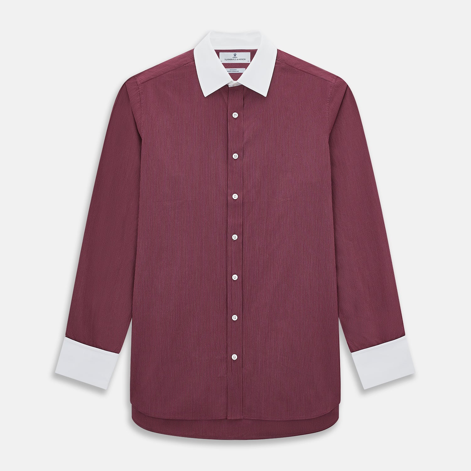 Image 1 of product Wine Pinstripe Shirt With Contrast Collar & Cuffs 19