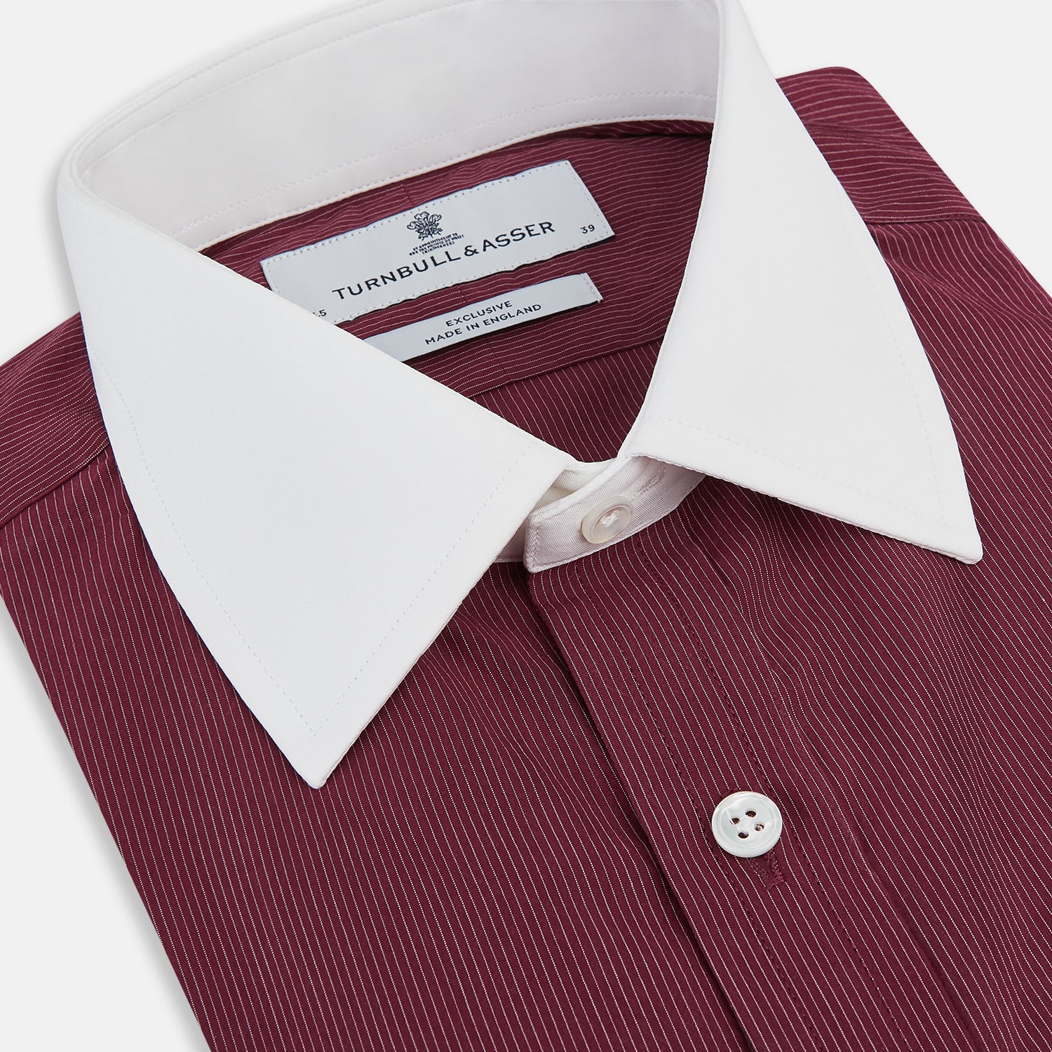 Image 2 of product Wine Pinstripe Shirt With Contrast Collar & Cuffs 19