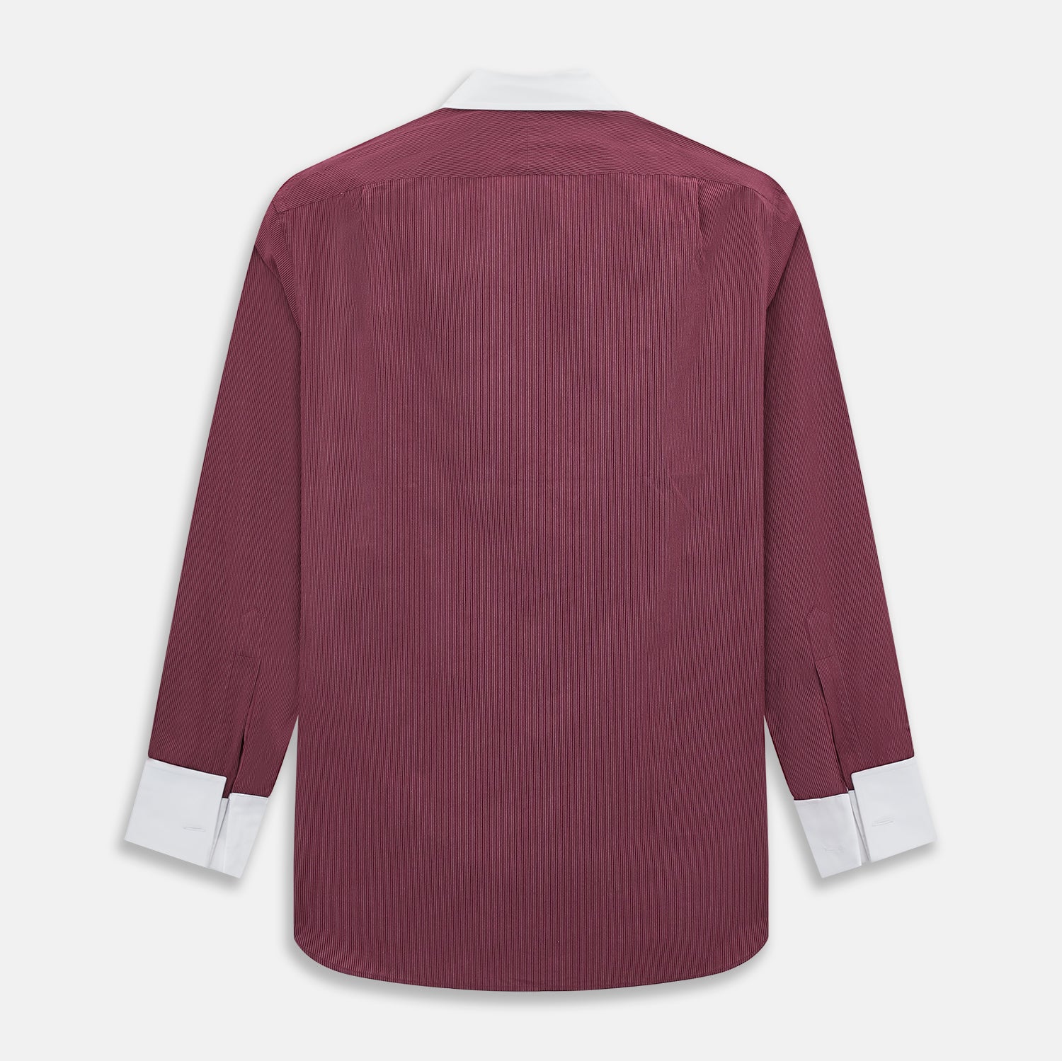 View 3 of product Wine Pinstripe Shirt With Contrast Collar & Cuffs 19
