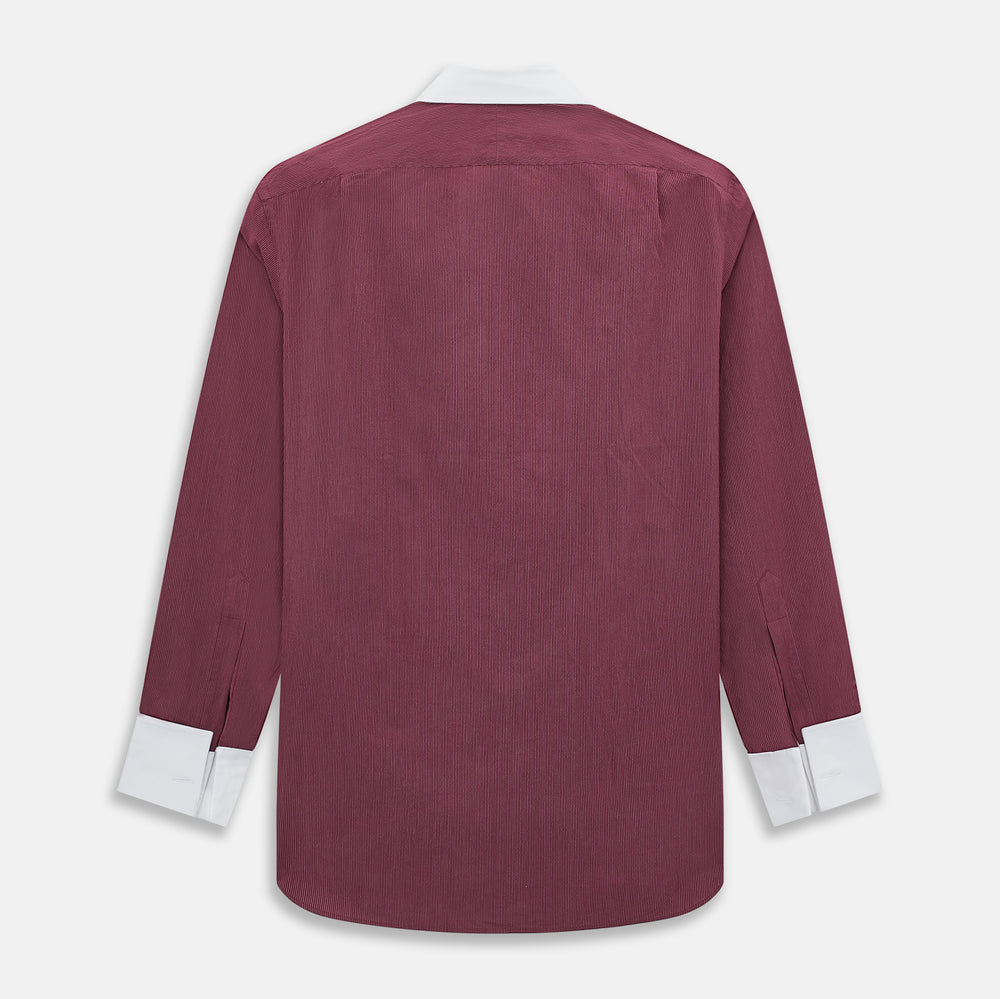 Wine Pinstripe Shirt With Contrast Collar & Cuffs 19