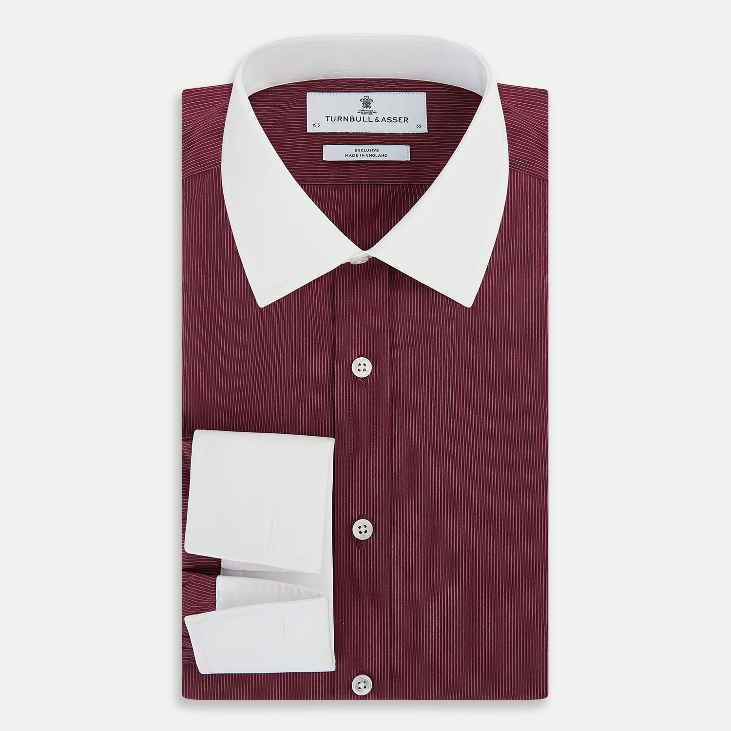 Image 5 of product Wine Pinstripe Shirt With Contrast Collar & Cuffs 19