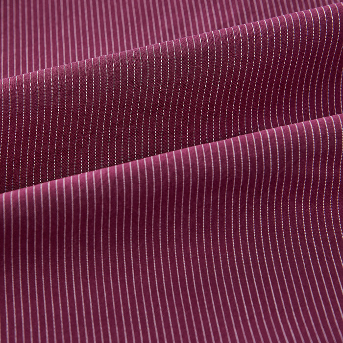 Wine Pinstripe Shirt With Contrast Collar & Cuffs Image 5