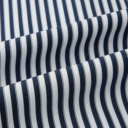 Navy and White Double Stripe Shirt with Contrast Collar & Cuffs Image 5
