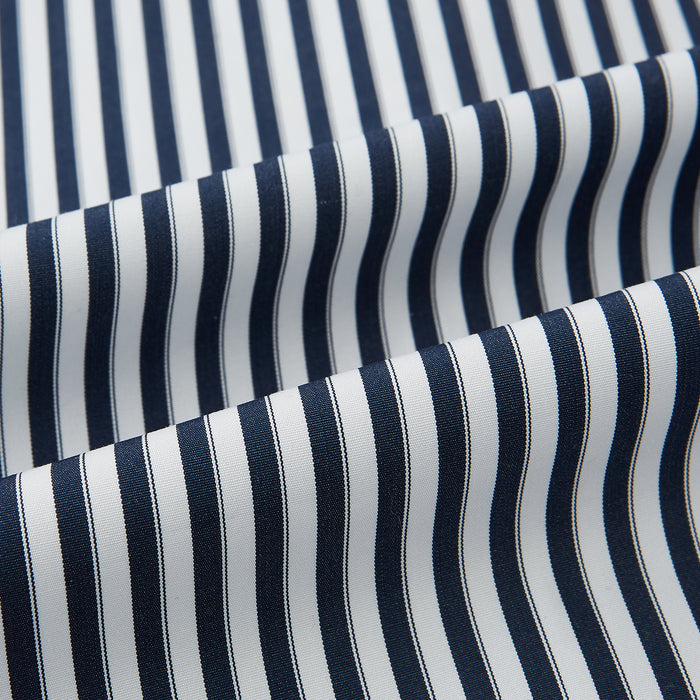 Double Stripe Navy Classic Contrast Collar Regular Fit Shirt in Cotton Image 5