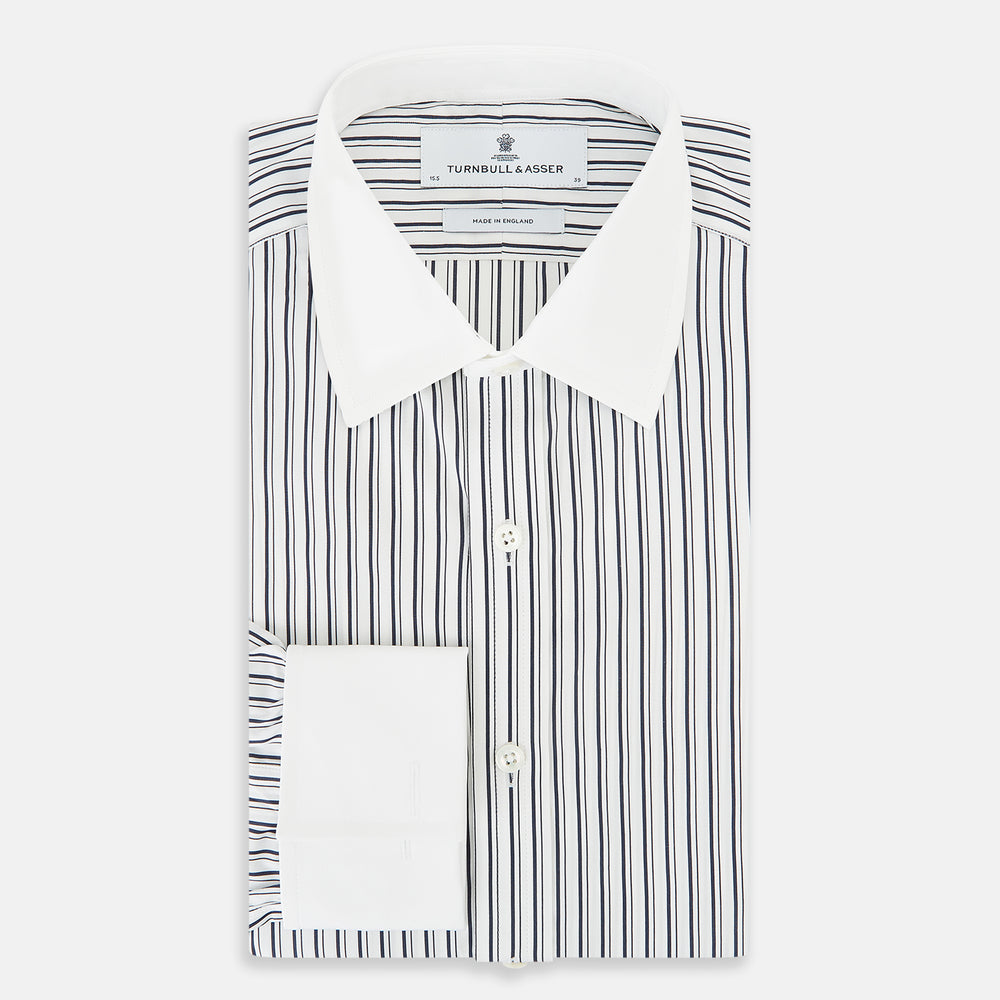 SHIRTS RF NEW WH T&A CLR WHITE DC NVY STRP ON WHT 16.5