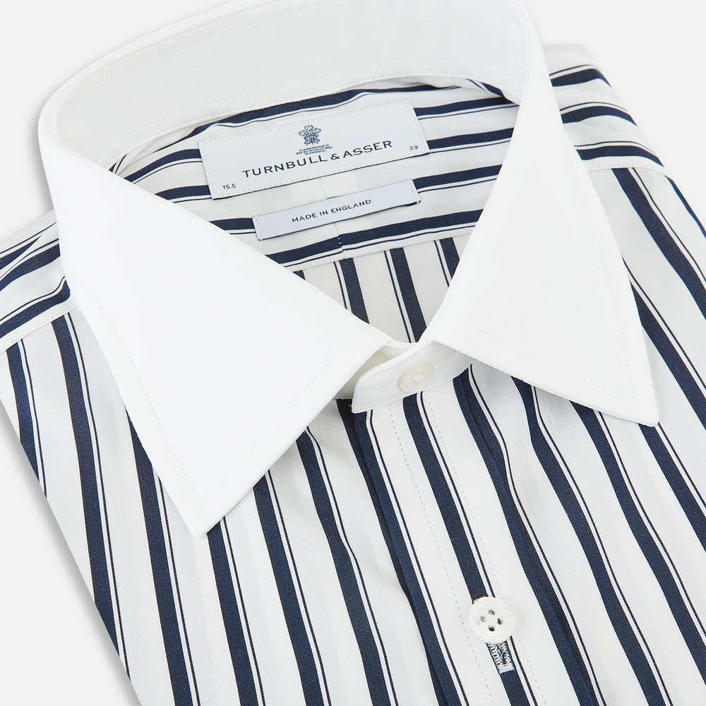 SHIRTS RF NEW WH T&A CLR WHITE DC NVY STRP ON WHT 16
