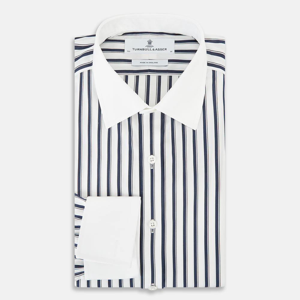 SHIRTS RF NEW WH T&A CLR WHITE DC NVY STRP ON WHT 16