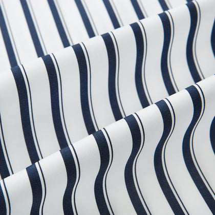 Navy and White Shadow Stripe Shirt with Contrast Collar & Cuffs Image 5