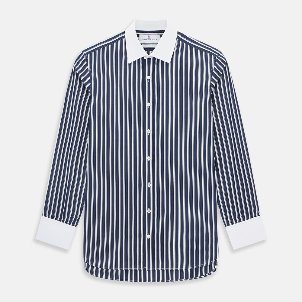 SHIRTS RF NEW WH T&A CLR WHITE DC WHT STRP ON NAVY 15.5
