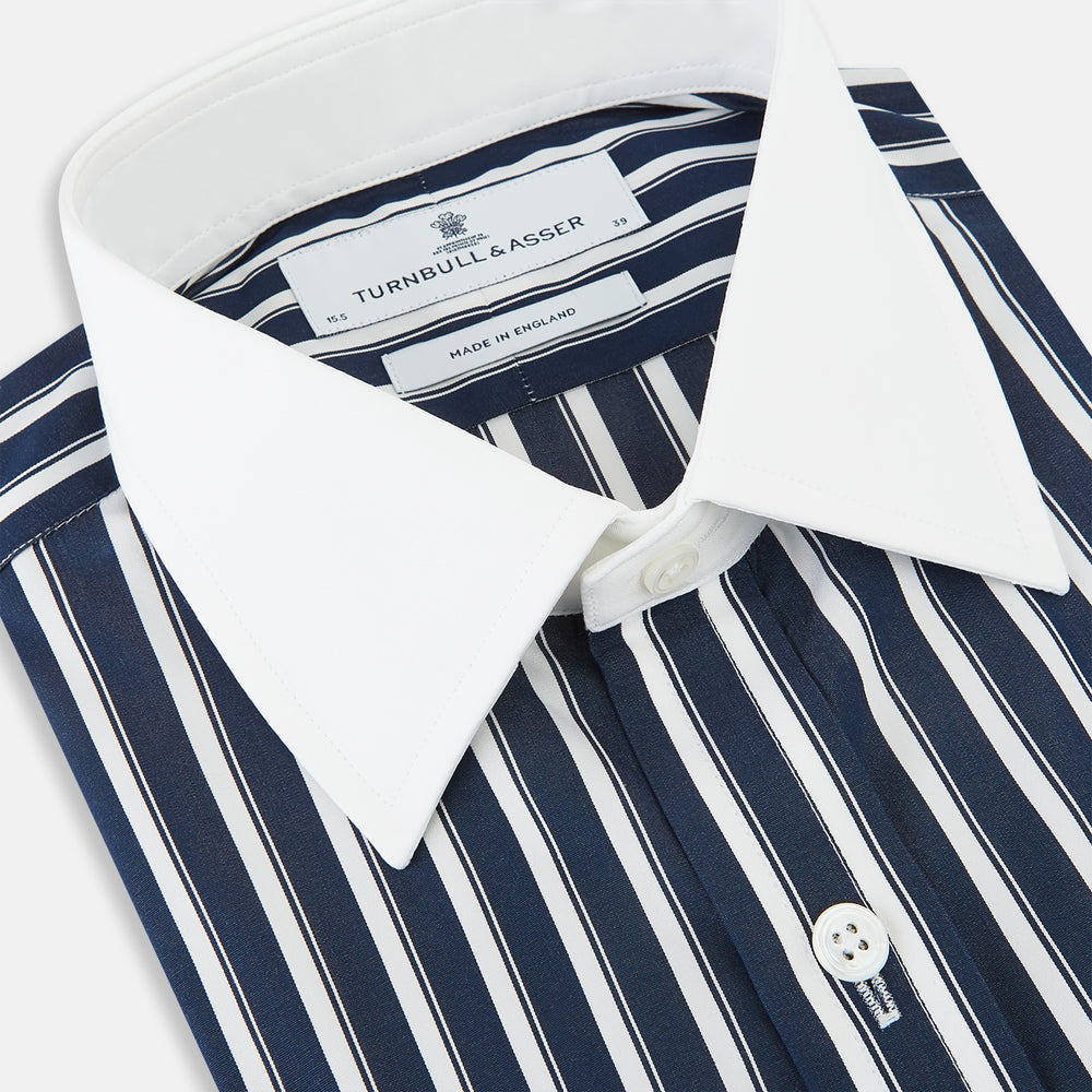 SHIRTS RF NEW WH T&A CLR WHITE DC WHT STRP ON NAVY 15.5