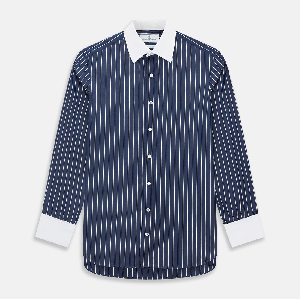 SHIRTS RF NEW WH T&A CLR WHITE DC WHT STRP ON NAVY 17