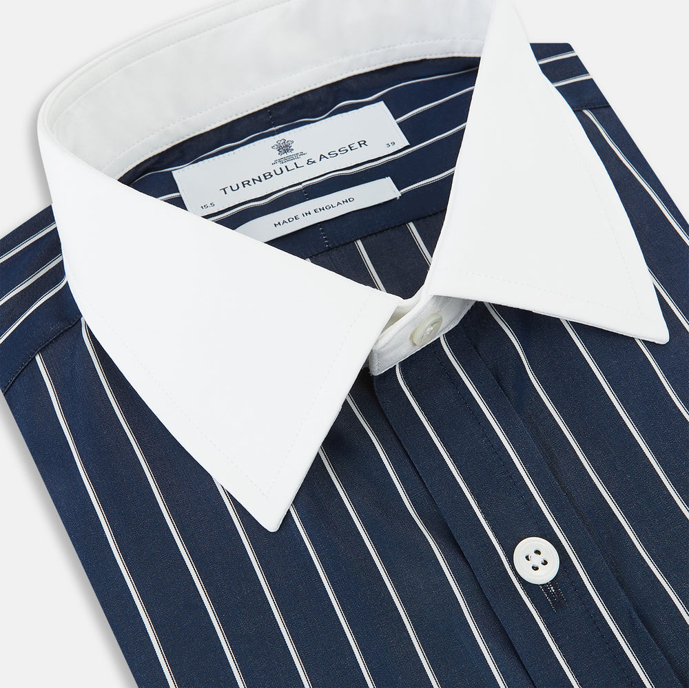 SHIRTS RF NEW WH T&A CLR WHITE DC WHT STRP ON NAVY 17